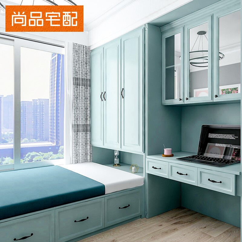 Customized tatami mats for Shangpin Home Furnishings. Customized multi-functional storage bedroom wardrobe combination desk cabinet for small apartment. Prepayment (non-commodity price)