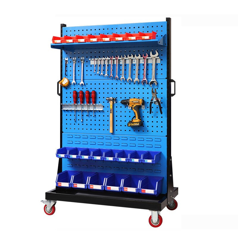 KINKOCCL hardware tool rack multi-functional tool storage rack mobile organizer workshop hole board storage display rack four-layer double-sided mobile and customizable
