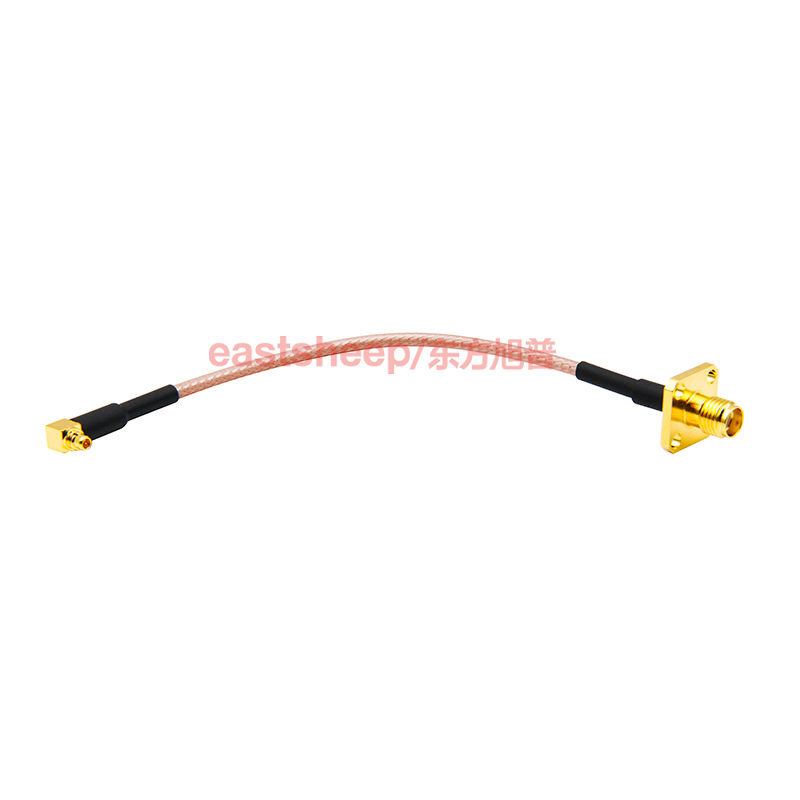 Dongfang Xupu RF connection cable RG316-MMCX-JW/SMA-KF (4 holes) MCX bent male to SMA female flange fixed RG316-MMCX-JW/SMA-KF (4 holes) 0.1m