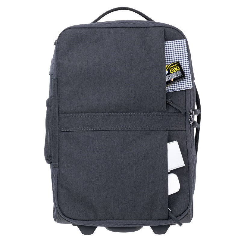 SANWA 6WAY Backpack Trolley Bag Business Backpack with Wheels Trolley School Bag Men's and Women's Travel Bag Boarding Bag Luggage Bag Dark Blue 22L Double Compartment 18 Inches Can Be Boarded