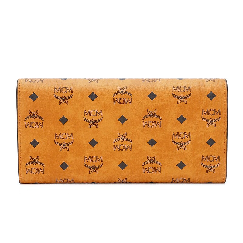 Quasi-new product MCM artificial leather long wallet wallet unisex cognac color gift