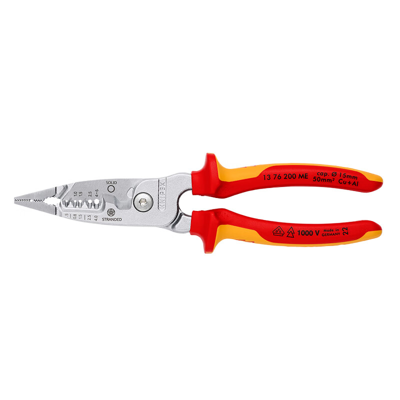 KNIPEX imported multifunctional 5-in-1 insulated wire stripper 1000v insulated electrician pliers wire cutter needle nose pliers K.13 76 200 ME