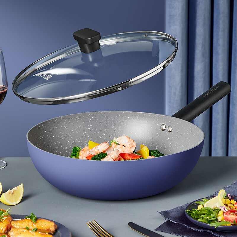 COOKER KING pot set, medical stone wok, non-stick pot set, oil-free smoke wok, frying pan, soup pot, three-piece set