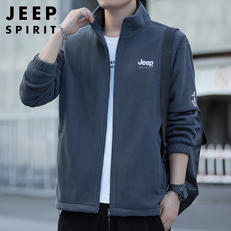JEEP SPIRIT Jeep jacket men's cardigan sweatshirt men's autumn and winter men's casual loose trendy polar fleece tops