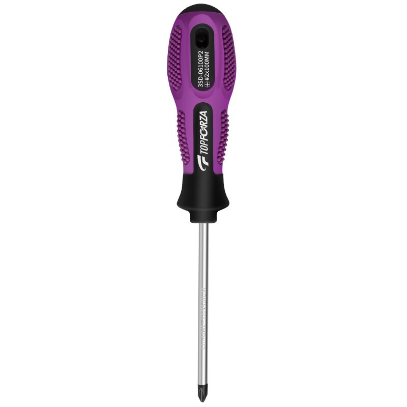 TOPFORZA screwdriver cross driver with strong magnetic screwdriver rubber handle high torque chrome vanadium steel #2x6.0x100mm 3SD-06100P2