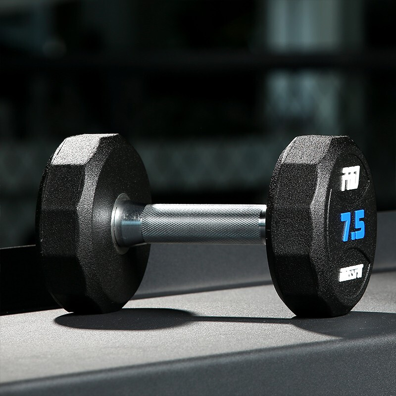 MASSFIT PRO fixed PU dumbbell men's fitness home fixed value commercial dumbbell rack personal training 12-sided environmentally friendly tasteless dumbbell PU dumbbell 7.5KG*2 pieces