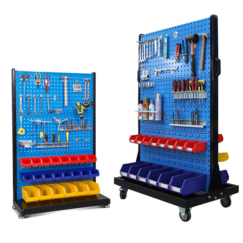 KINKOCCL hardware tool rack multi-functional tool storage rack mobile organizer workshop hole board storage display rack four-layer double-sided mobile and customizable