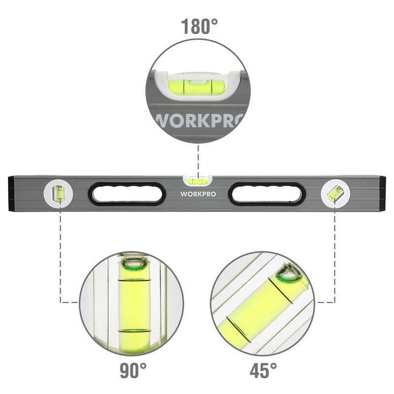 WORKPRO 3-piece level set 22/40/60cm metal level magnetic bubble lightweight