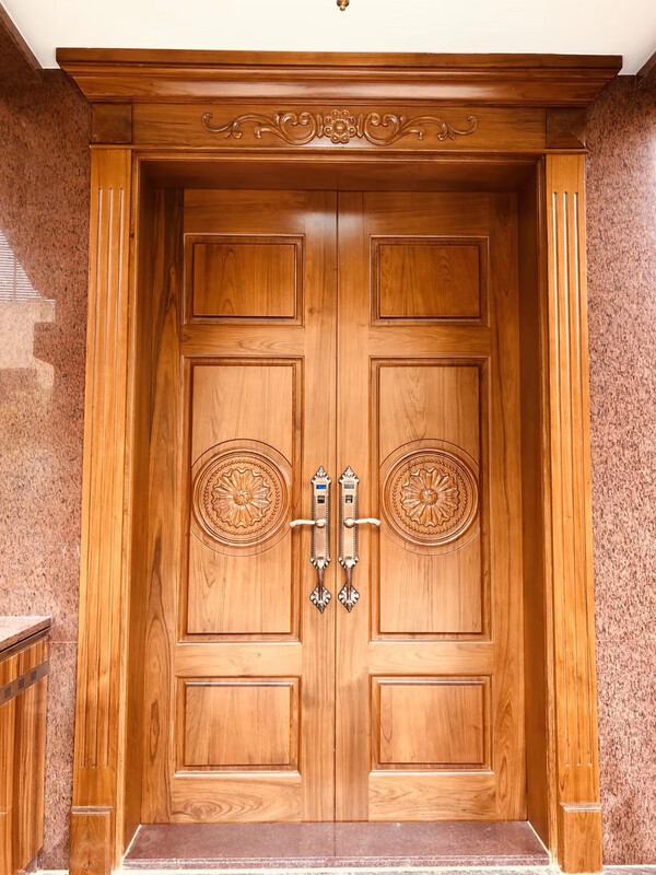 XMSJ Burmese teak pure log door Sapele indoor home door bedroom sliding door solid wood child door Burmese teak door by square