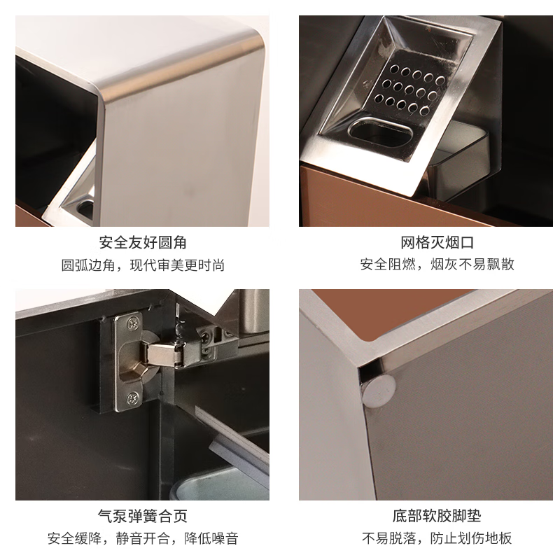 Binge Binge customized commercial stainless steel outdoor trash can hotel lobby with ashtray vertical sorting fruit bin large small white front single bucket 0