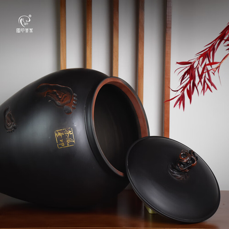 Phoenix printed gilt copper purple pottery Jingmai single plant 1200g