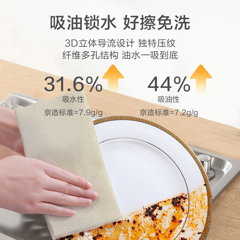 Made in Tokyo, bamboo pure color roll kitchen towel 75 sections * 2 rolls, panda paper, oil-absorbing and water-absorbing, shipped by Jingdong Express