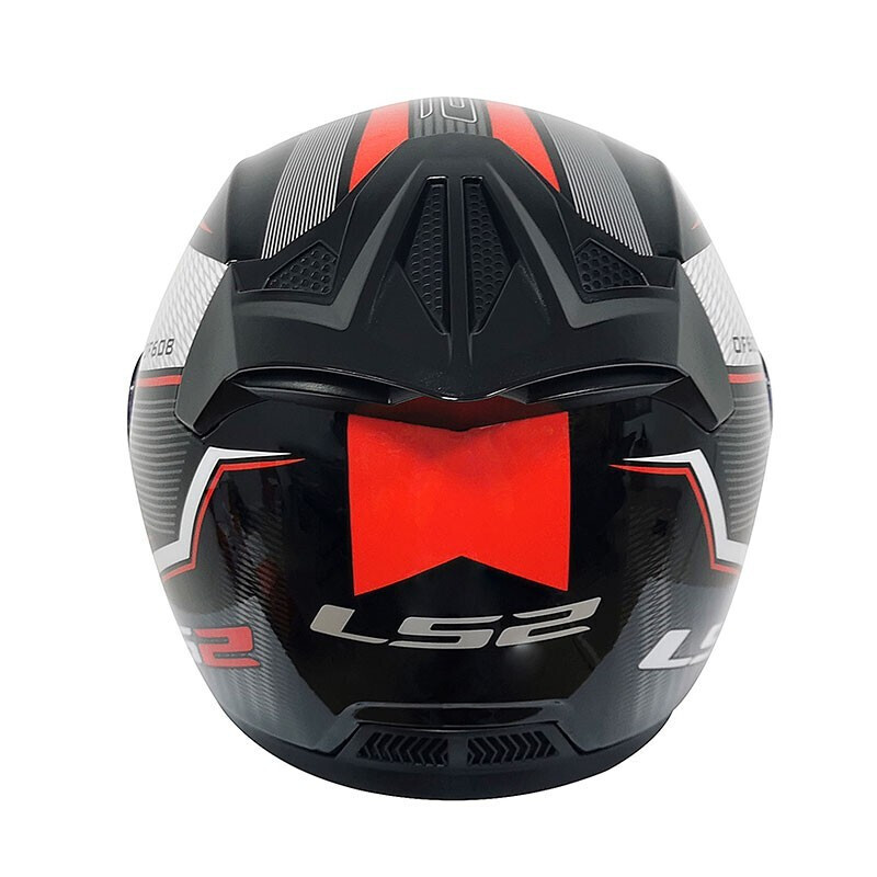 LS2 new motorcycle helmet quarter helmet electric moped four seasons large tail large size men and women half helmet OF608 black and red lines 4XL (recommended 63-64CM)