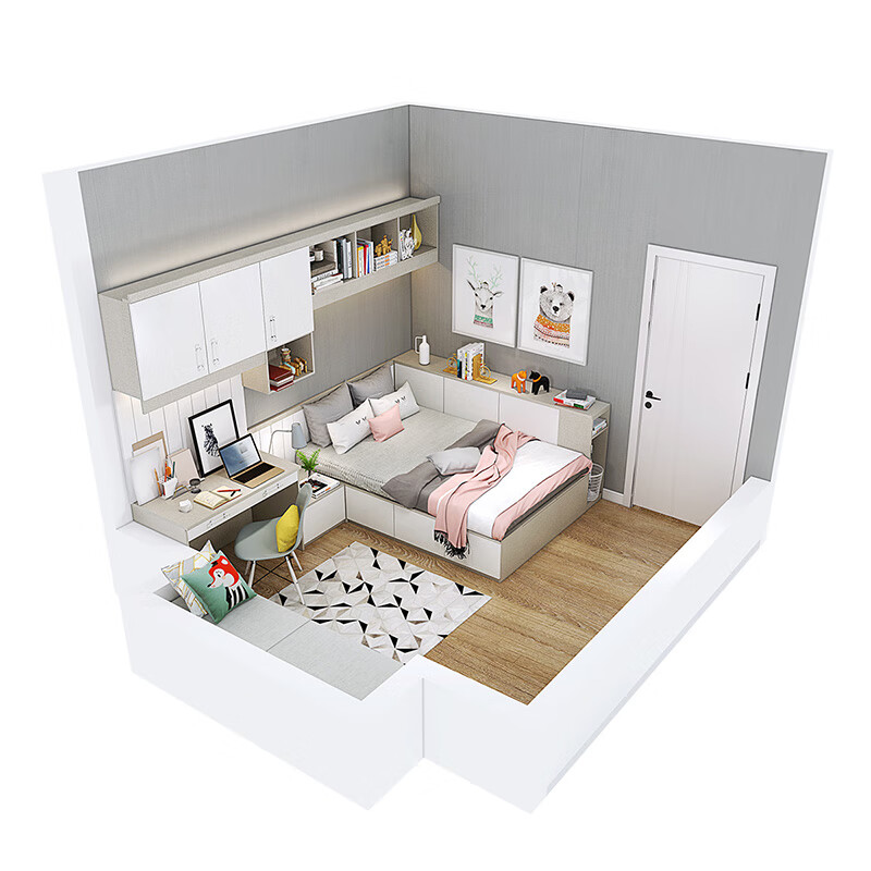 Sofia's whole house customized tatami bed, modern and simple second bedroom furniture, wall cabinet, tatami small wardrobe combination, customized transfer, customized gold