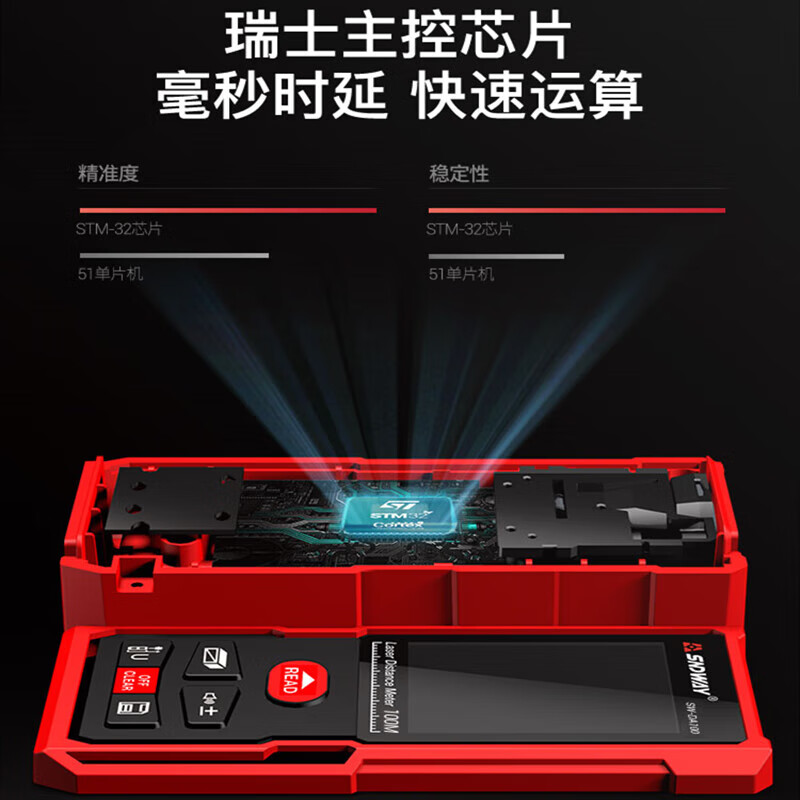 Shendawei distance meter laser ruler high-precision household CAD measuring room instrument electronic infrared measurer distance home SW-DB 50 meters Bluetooth model CAD room measuring version