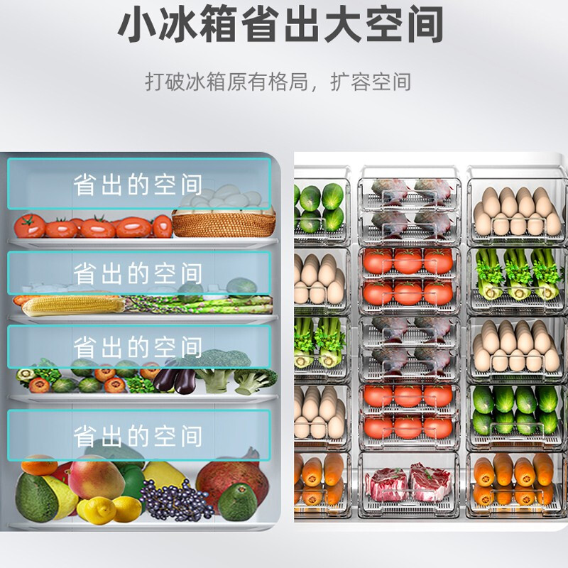 Sungsa drawer-type refrigerator storage box food-grade refrigerator large fresh-keeping box egg box vegetable storage box with drain tray 5.2L single-layer drawer (PET high transparency 1 piece)