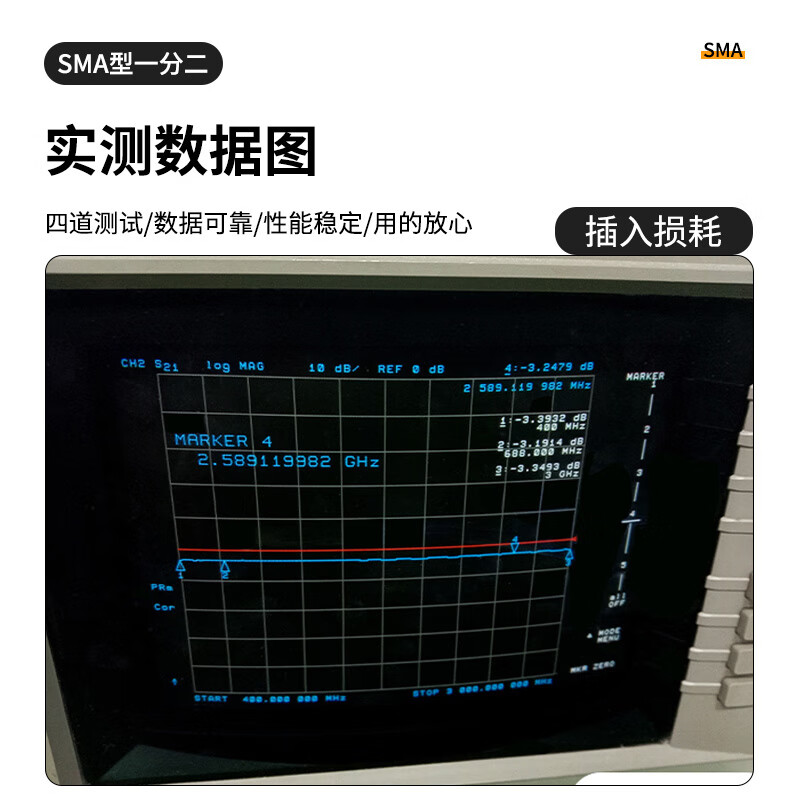 Fengyingzi SMA power splitter one into two SMA-K female RF signal distributor combiner 0.4-3G 1 set FYZ-SMA/K