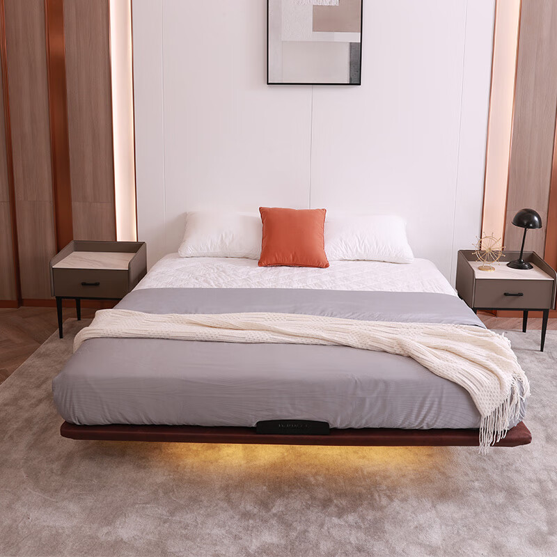 Mousse (de RUCCI) double bed suspended bed creative no bedside technology cloth bed bedroom bed 1.8*2 meters