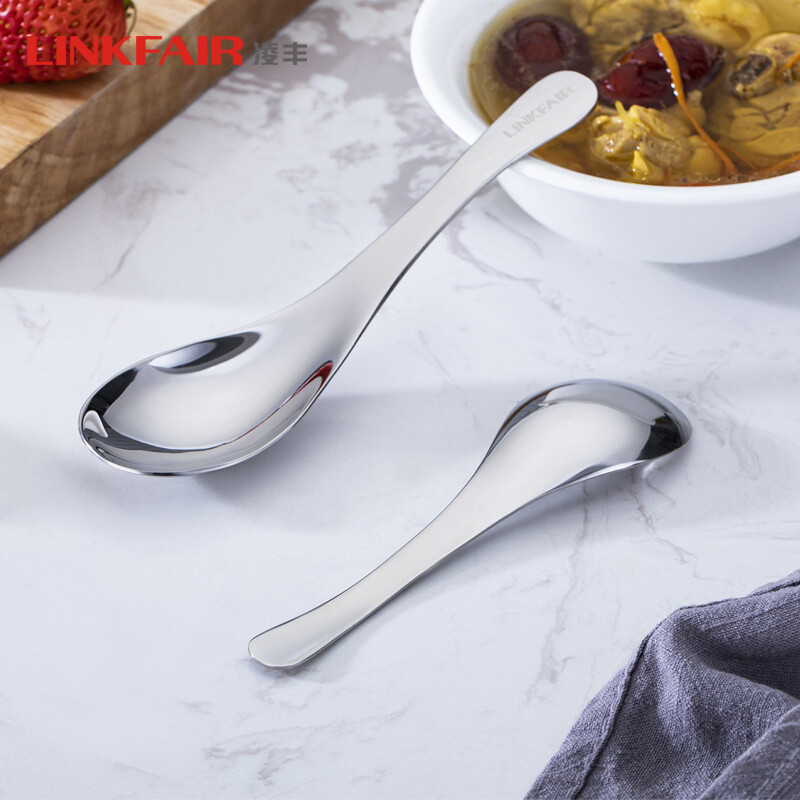 Lingfeng (LINKFAIR) 304 stainless steel soup spoon, soup spoon, meal spoon, eating spoon, children's spoon, Kada series table spoon (pack of 5)