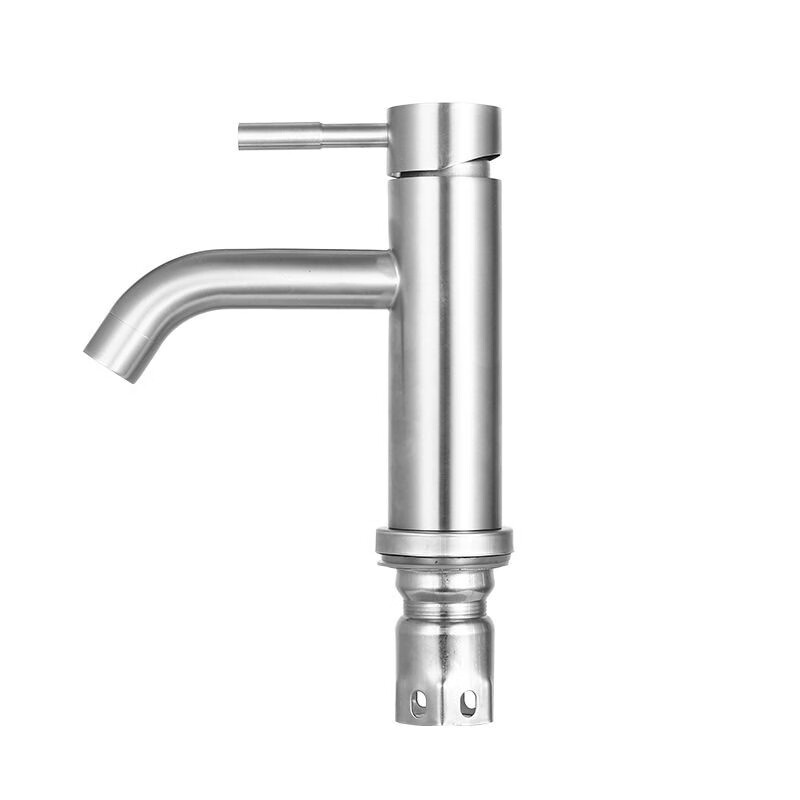 304 stainless steel single cold counter top basin faucet home powder room hand wash basin hot and cold single hole faucet 304 stainless steel low straight mouth single cold water comes with 60 cm water inlet pipe