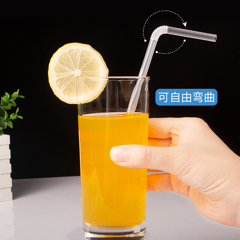 Youao straws, disposable individually packaged 200 pieces, transparent bendable juice drink straws, straws for pregnant women and children