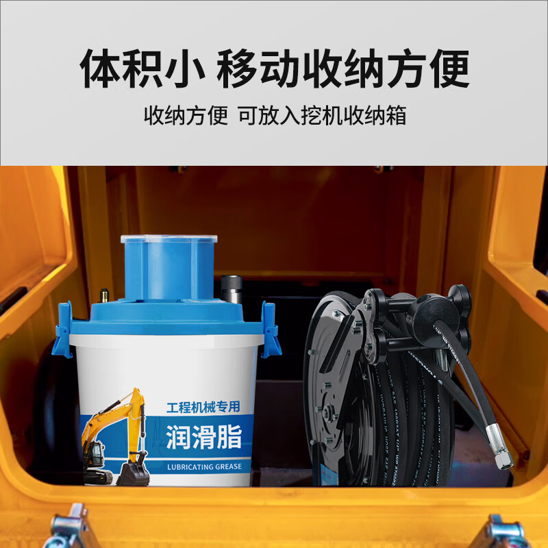 Wufu electric butter machine new 24v grease gun excavator special 220v high pressure pump handheld fully automatic oiler double cylinder 24v sinking + 11.5m hose reel