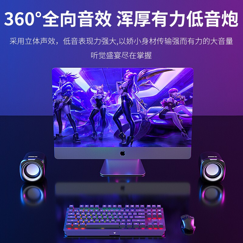 Newmine BT55 audio computer speaker wired mini small audio multimedia laptop desktop home desktop small USB high quality active subwoofer black