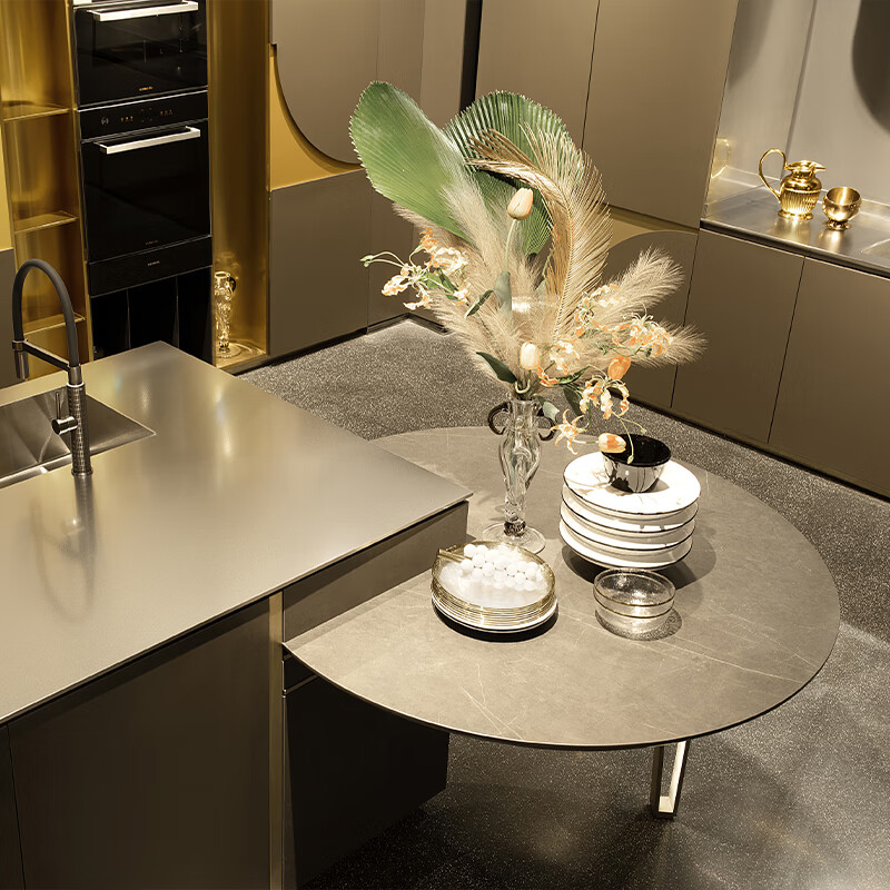 Baineng stainless steel integrated cabinet custom-made simple modern open kitchen cabinet custom home combination brown