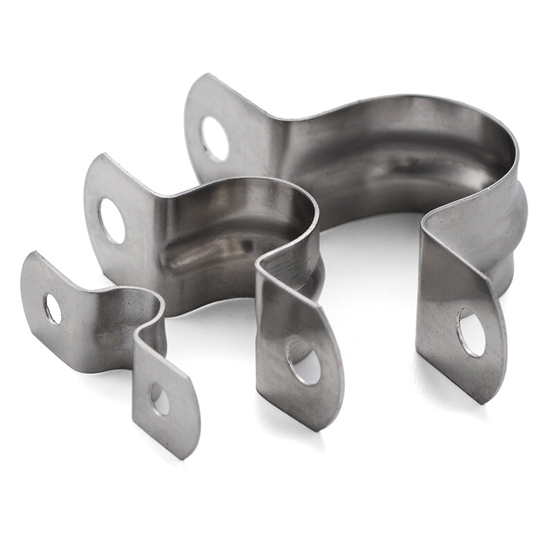 Jinggong 304 stainless steel pipe clamp horse riding pipe bracket pipe buckle throat hoop water pipe clamp U-shaped pipe clamp hoop saddle M32 10 pieces