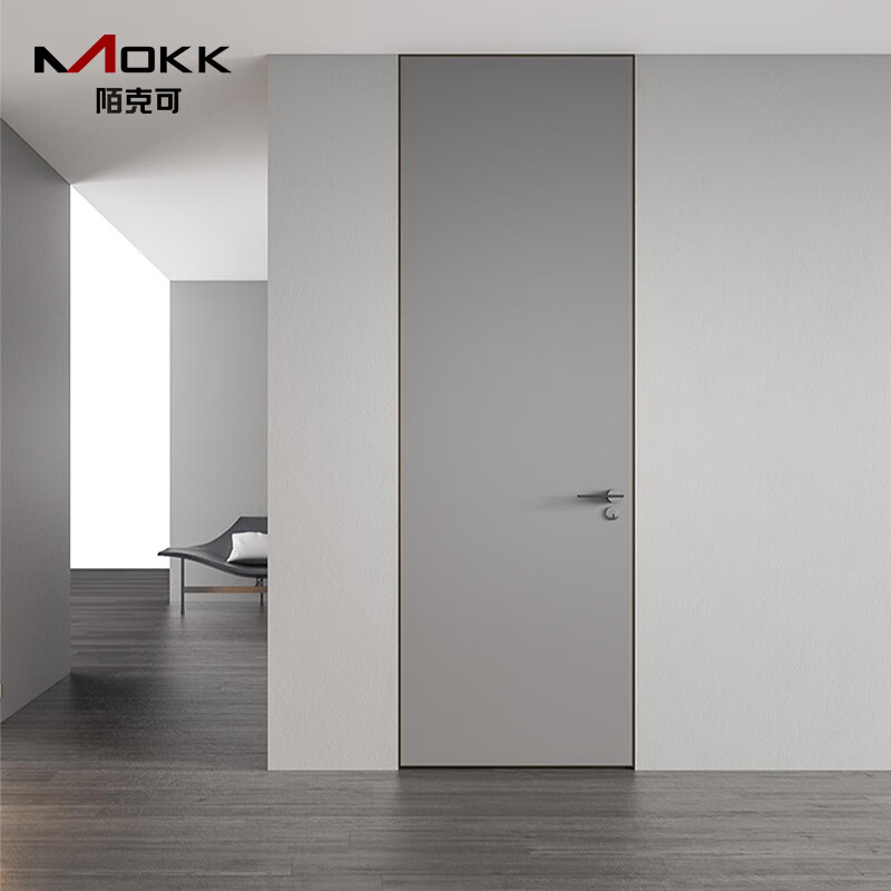 Mooke can be a door-to-top simple extremely narrow frameless invisible light luxury aluminum wooden door wall with the same color latex paint door aluminum honeycomb 27MM frame/inner flat inner opening