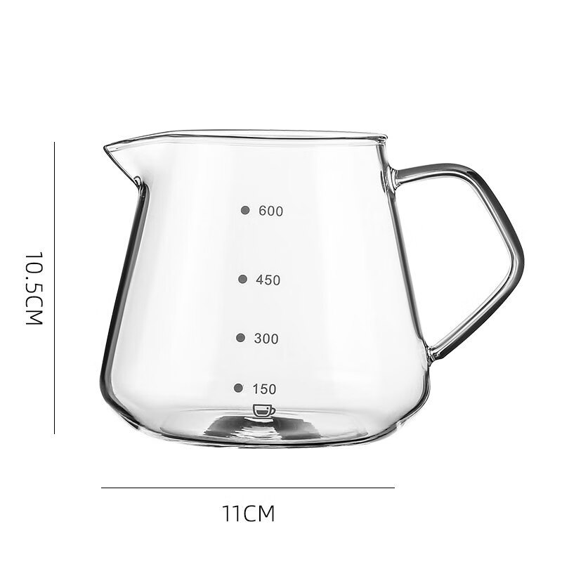 Coffee pot, hand brewed coffee filter cup, drip pot, glass sharing pot set, filter with graduated cold brew cup, American 600 diamond coffee pot with wooden filter holder, filter cup