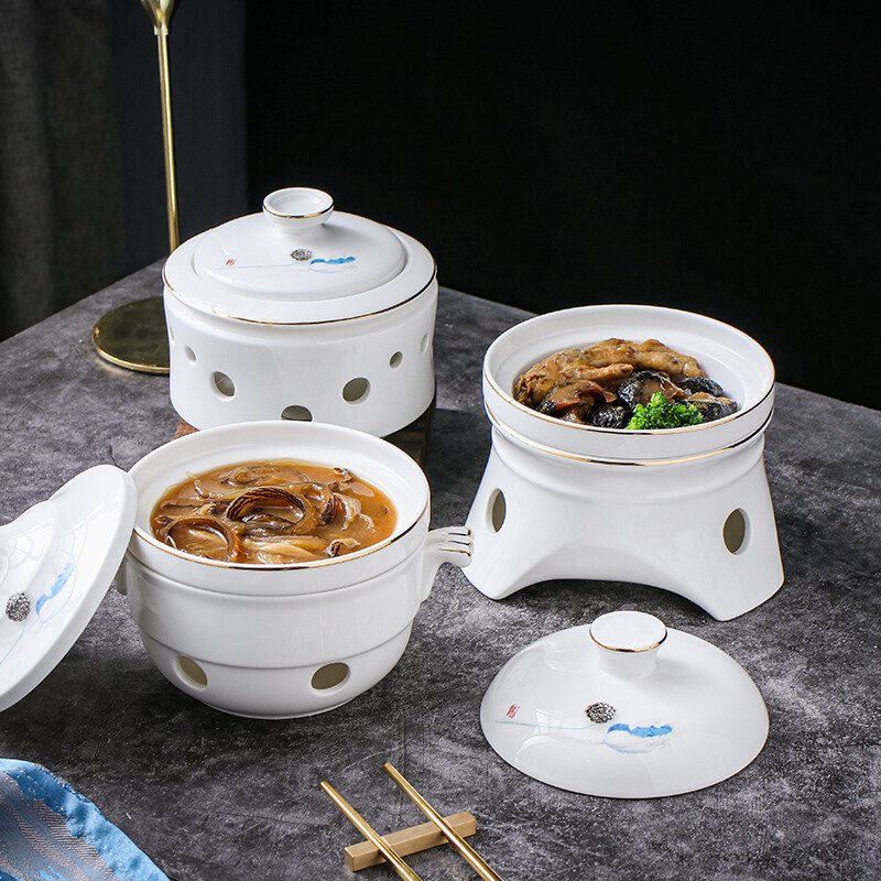 Chidu Shark's Fin Bowl Candle Heating Bowl Stew Cup Tableware Club Abalone Rice Bird's Nest Sea Cucumber Liao Ginseng Soup Cup 5.5-inch Dayan Warm Cup-White Porcelain