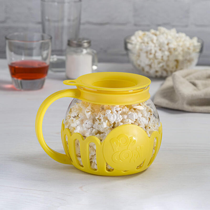 Ecolution Microwave Popcorn Maker 1.4L Oil-Free Glass Cup 3-in-1 Lid