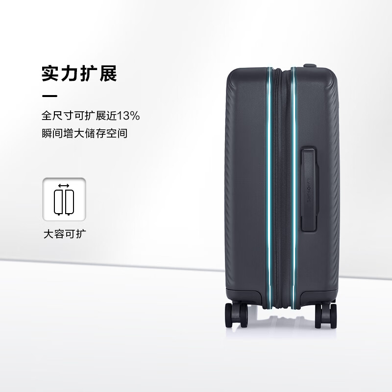 Samsonite suitcase 20-inch zipper frame box large capacity expandable travel bag QX2 black boarding case