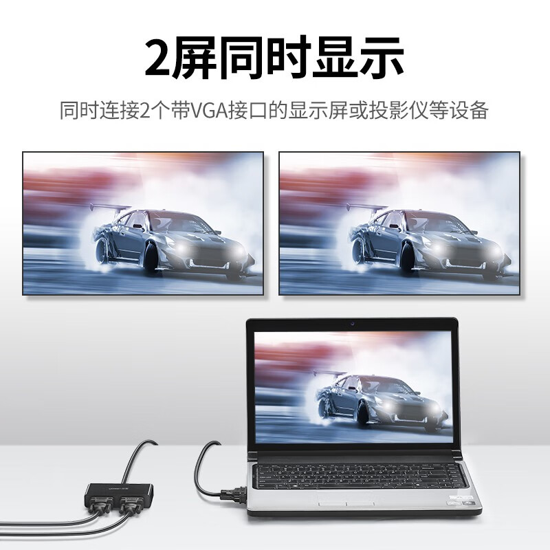 Greenlink VGA splitter 1/2 laptop computer desktop connected to monitor projector HD video converter 1 in 2 out same screen 1/2 screen splitter 40254