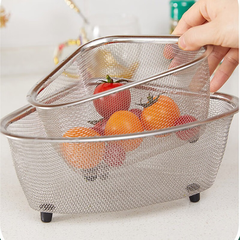 All-purpose stainless steel sink filter triangle drain net drain rack leftover artifact kitchen storage rack storage rag rack