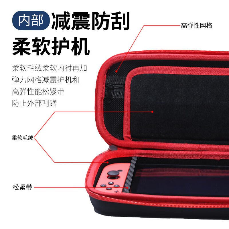 ESCASE is suitable for Nintendo Switch storage bag, game console protective box, NS/OLED game handheld multifunctional portable storage box, large capacity protective bag, anti-fall shell storage bag