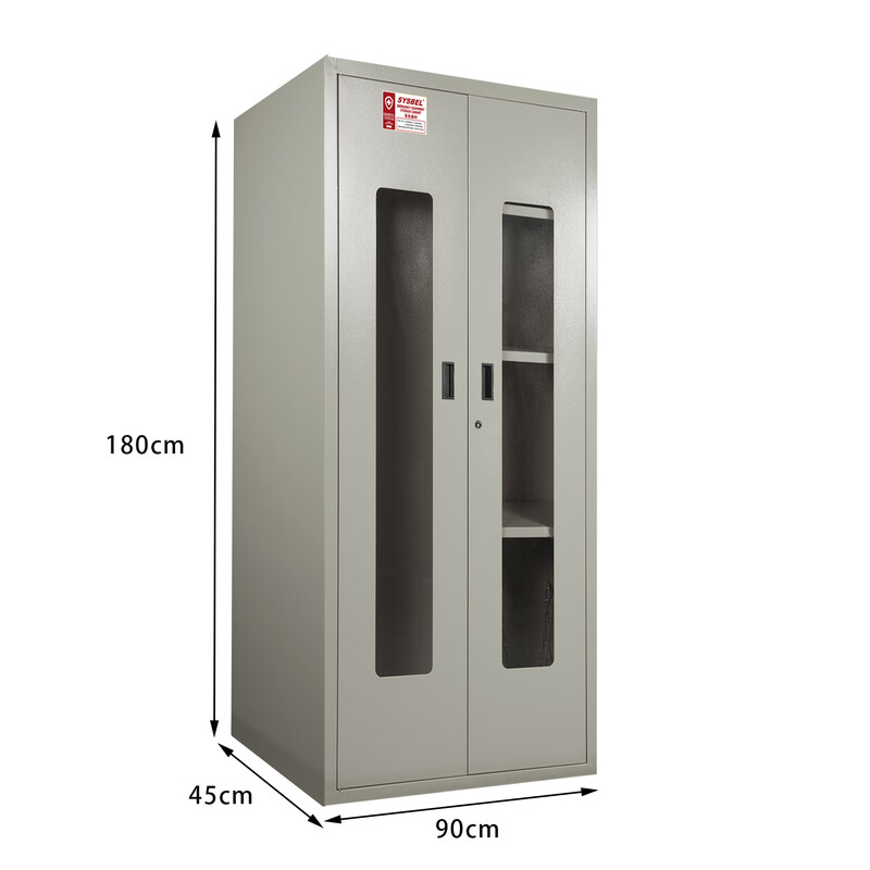 Sisbell WA920450Y emergency equipment cabinet emergency tool equipment storage cabinet PPE cabinet with window glass/45gal/170L WA920450 gray emergency equipment cabinet double door (with glass)