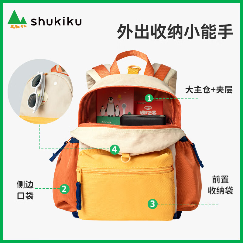 SHUKIKU Children's School Bag Kindergarten Backpack Anti-Lost Lightweight Water-Repellent Large Capacity Backpack M Size Peach Juice