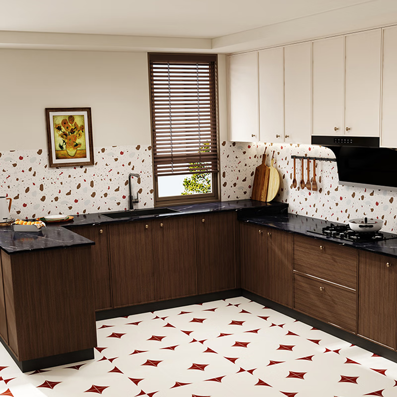 Sophia cabinet customization Medieval style retro kitchen decoration kitchen cabinet cupboard integrated quartz stone countertop stove cabinet cabinet custom gold