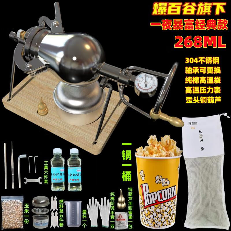 304 stainless steel household mini popcorn machine grain amplifier popcorn machine small household 280ml get rich overnight*2 oil family model