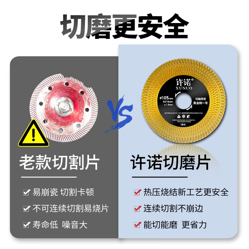 Promise ceramic tile cutting schist plate ceramic marble special dry cutting ultra-thin saw blade cutting and grinding dual-purpose angle grinder grinding disc cutting and grinding dual-purpose (Black King Kong No. 1) 1 piece