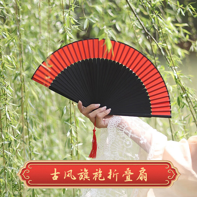 Feiyuejia ancient style Hanfu female cheongsam folding fan Chinese style dance fan performance classical folding costume good for taking pictures red fan red folding fan Su Chen