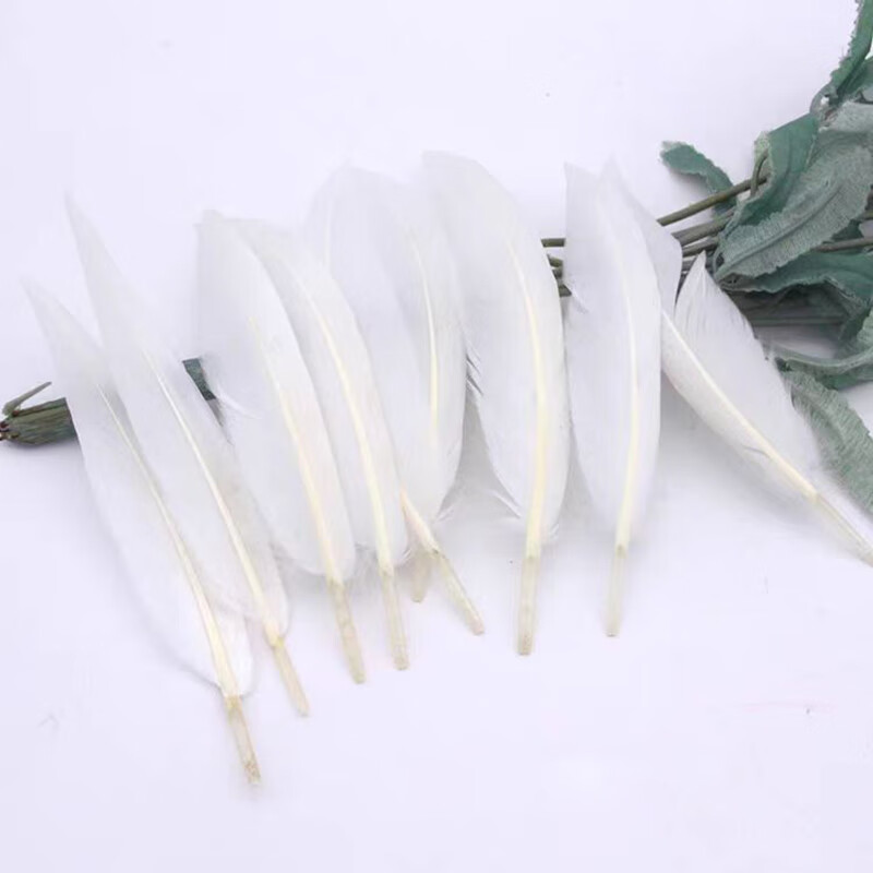Kunsui children's handmade color knife straight feather DIY color feather material kindergarten handmade feather festival decoration knife white feather 50 pieces