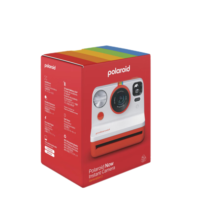 Polaroid Now one-time imaging retro instant camera gift SF cheap 5-inch square pure black package 2 (official + 16 pieces of photo paper + camera bag + exquisite accessories)