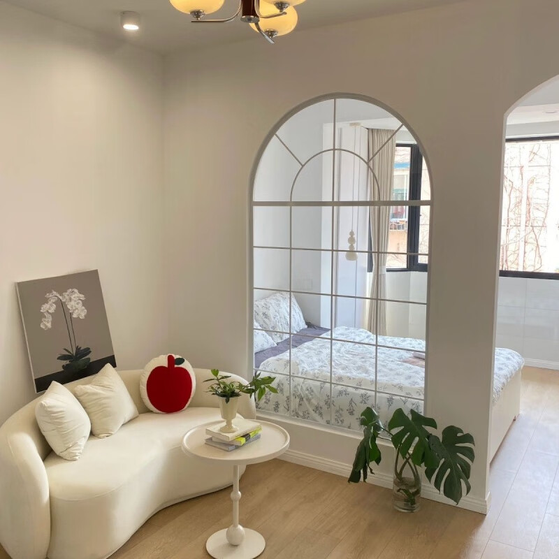 Yaotian Fashion Interior Iron Real Window Wall Decoration Fake Window Wall Decoration Screen Partition Changhong Glass Entrance Simple Black 100*200 Water Ripple