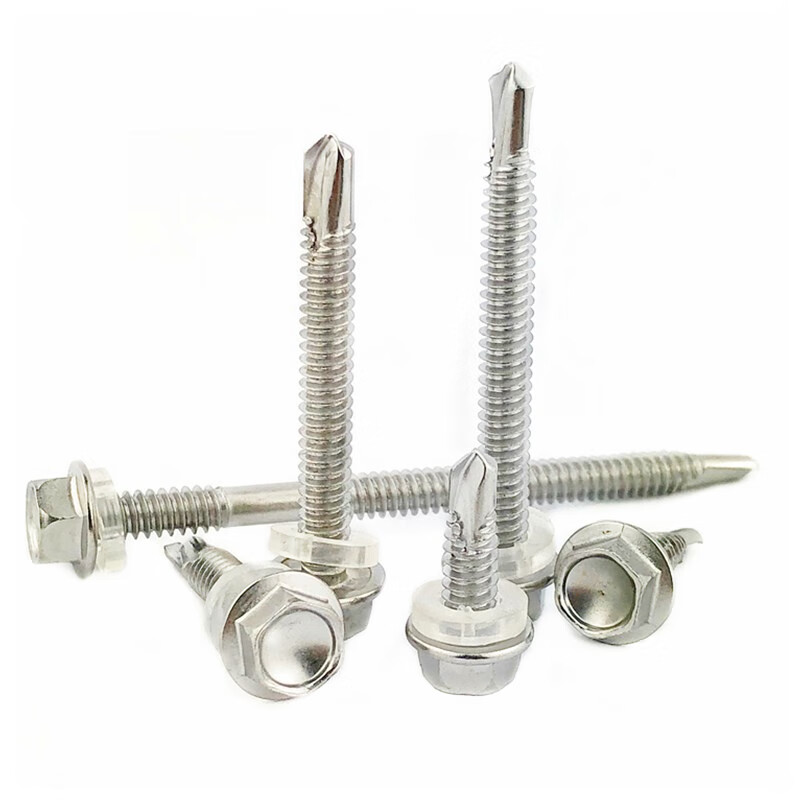 Renjuyi customized stainless steel external hexagonal drill tail dovetail wire color steel tile nails extra long extra hard self-tapping self-drilling screw M5 silver 4813 (13500 pieces