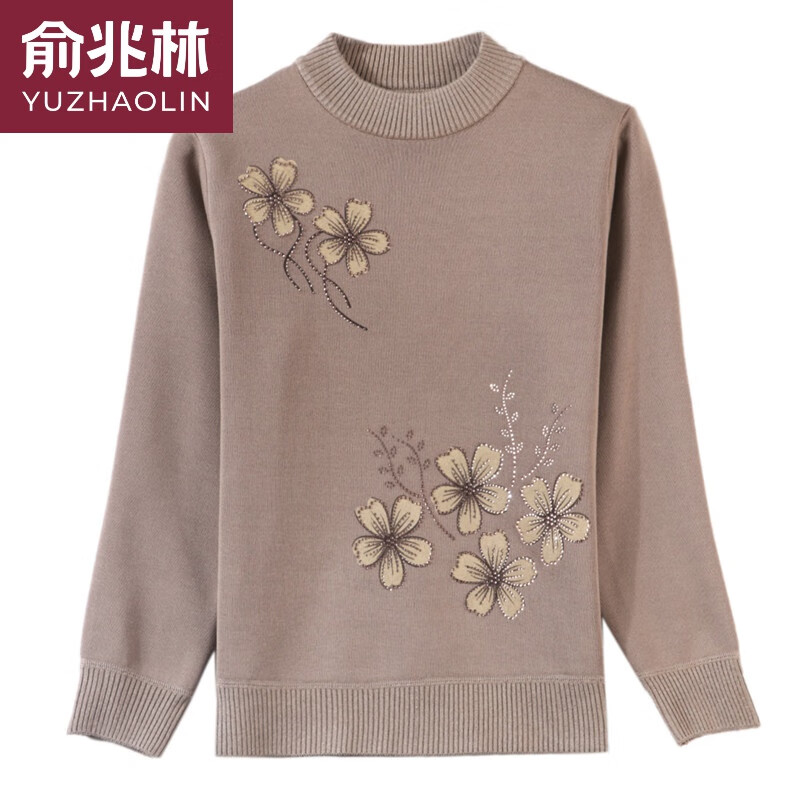 Yu Zhaolin Autumn and Winter Women's Pure Cotton Mother's Warm Sweater for Middle-aged and Elderly Mothers One-piece Plus Velvet Thickened Bottoming Shirt Top 6632 Wine Red One-piece Velvet 4XL Recommended 150-160 catties