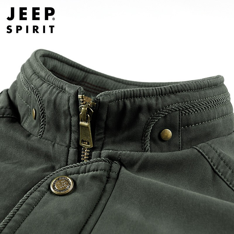 JEEP SPIRIT Jeep cotton jacket men's velvet thickened warm jacket men's autumn and winter high-end workwear cotton coat men's cotton jacket top