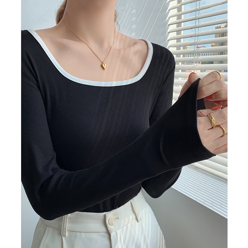 Yu Zhaolin long-sleeved T-shirt women's 2025 spring new style French slim inner layering shirt slim fit top